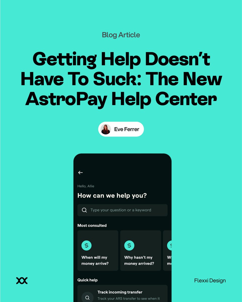 flexxidesign's tweet image. Redesigning a Help Center = redesigning the way users experience support.

We worked with @AstroPay_OK to build a Help Center that’s clearer, easier, and more scalable.

Read how we did it → 👉  flexxi.design/blog

#UXDesign #HelpCenter #DesignForUsers #ProductDesign