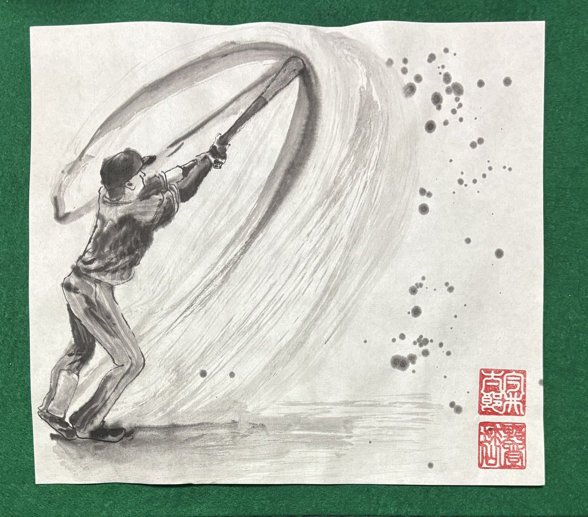 ♦プロスポーツ彩色画 大リーグ プロ野球選手 絵画 サイン 飾り 骨董品 野登球山@野球水墨画 on X: 