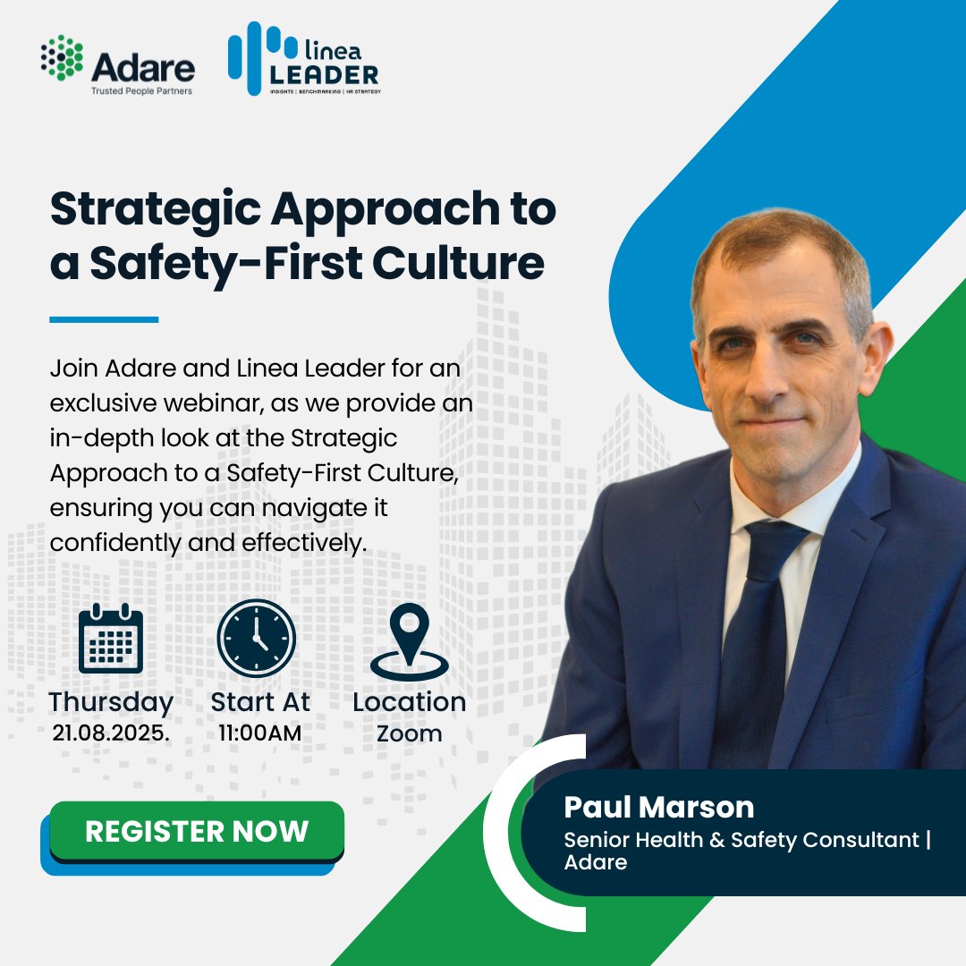 The <a href="/AdareTPP/">Adare Trusted People Partners</a> and Linea Leader webinar on "Strategic Approach to a Safety-First Culture" is this Thursday, 21st August, at 11.00 am.

Register Now: adarehrm.ie/events-webinar…

This webinar is complimentary, but registration is essential.