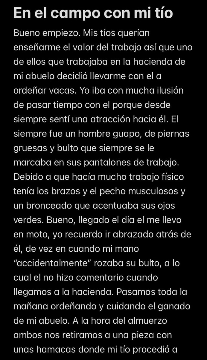 relatosgayperu's tweet photo. Relato #83: EN EL CAMPO CON MI TÍO 

Envía tus relatos por DM para publicarlos 🔥

#relatosgay #gay #pornogay #porngay https://t.co/ZdARssuVsd