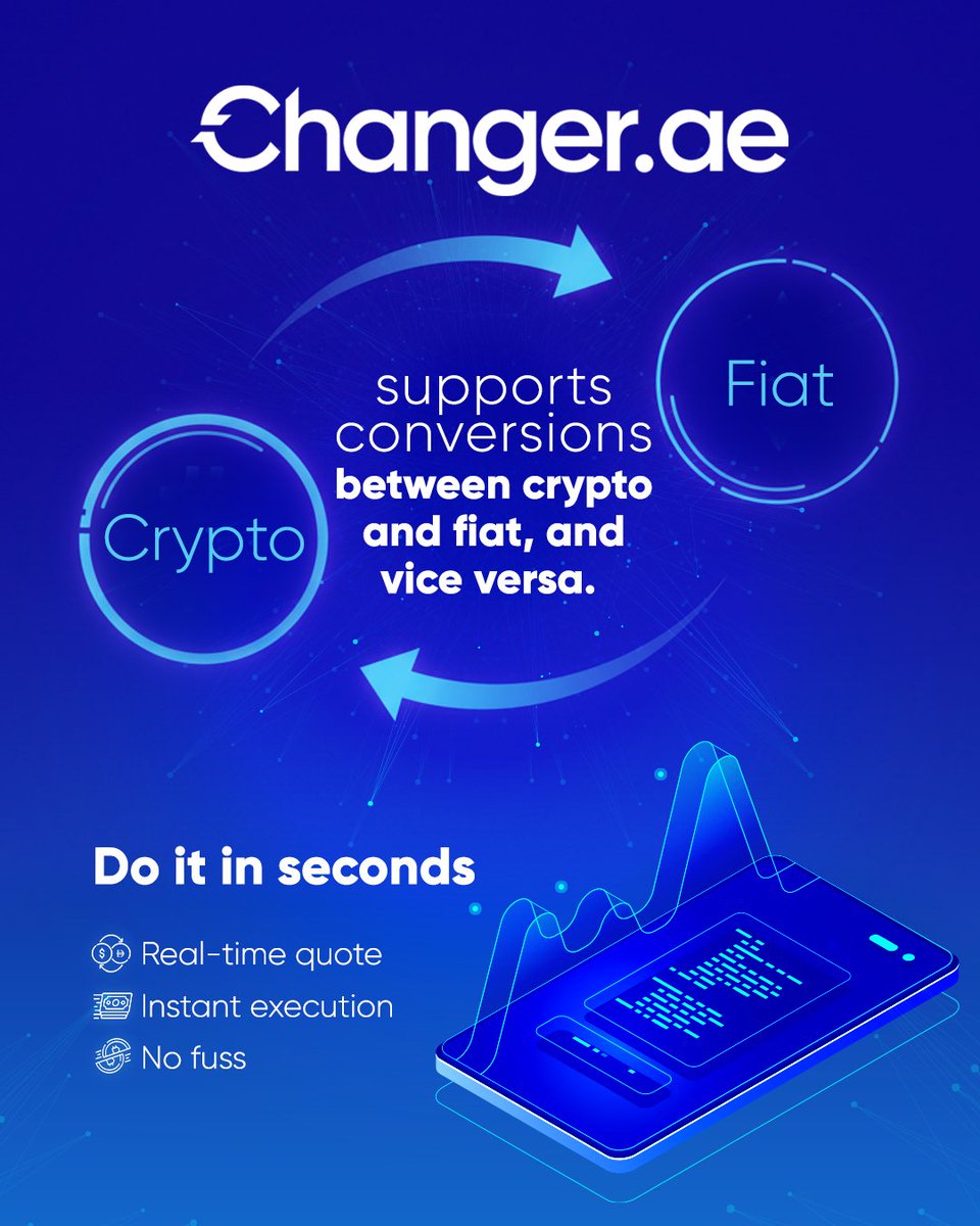 Your money, your way — in seconds.
Changer.ae: Crypto ⇆ Fiat⚡ Real-time | 🚀 Instant | 💡 Simple. 

#ChangerAE #CryptoMadeSimple #CryptoUAE #InstantConversion #DigitalAssets #CryptoCustody