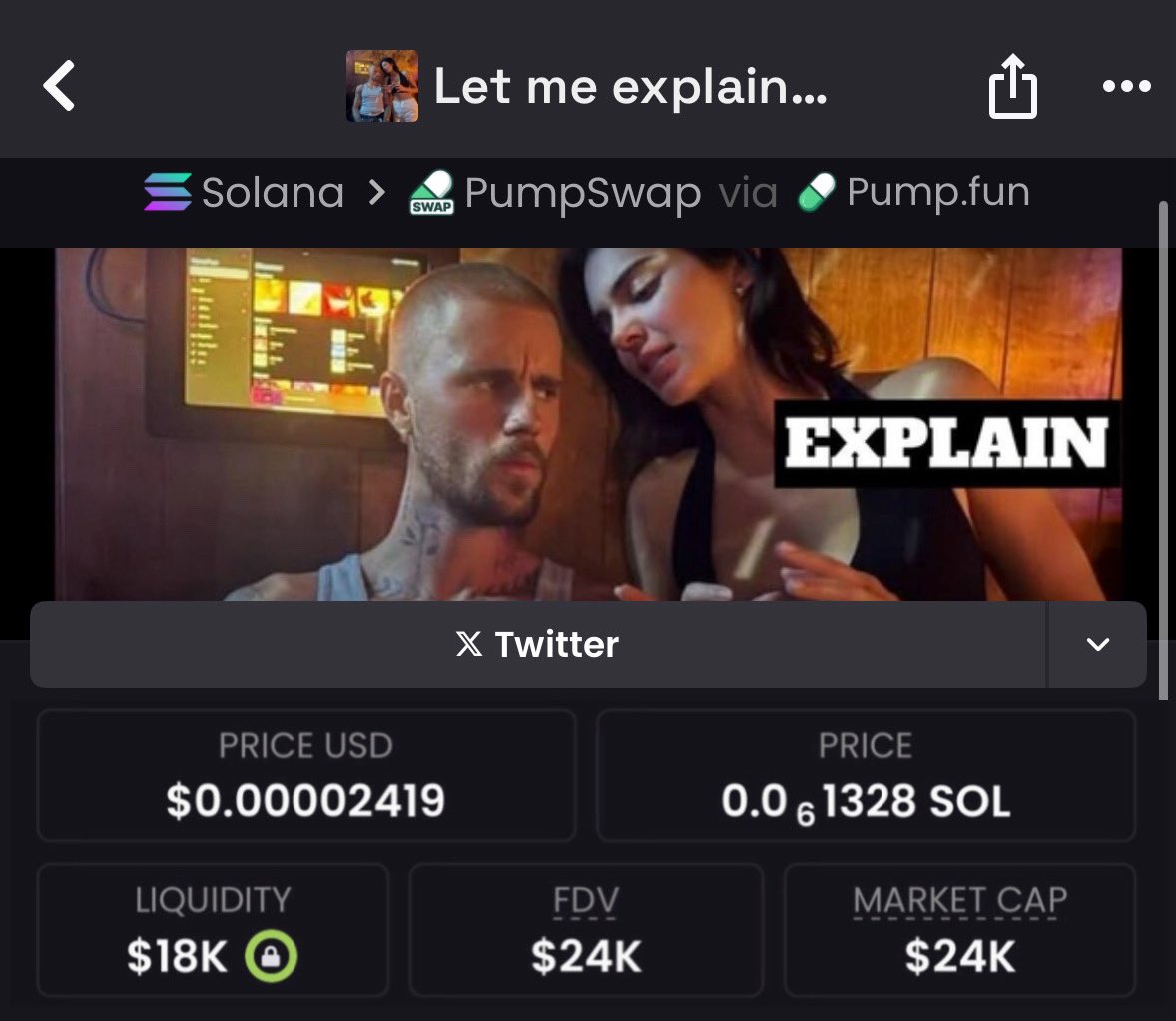 checkkmate_'s tweet image. I highlighted #Explain at an $24k Market cap on my private telegram group.

Chain:⛓️#solana