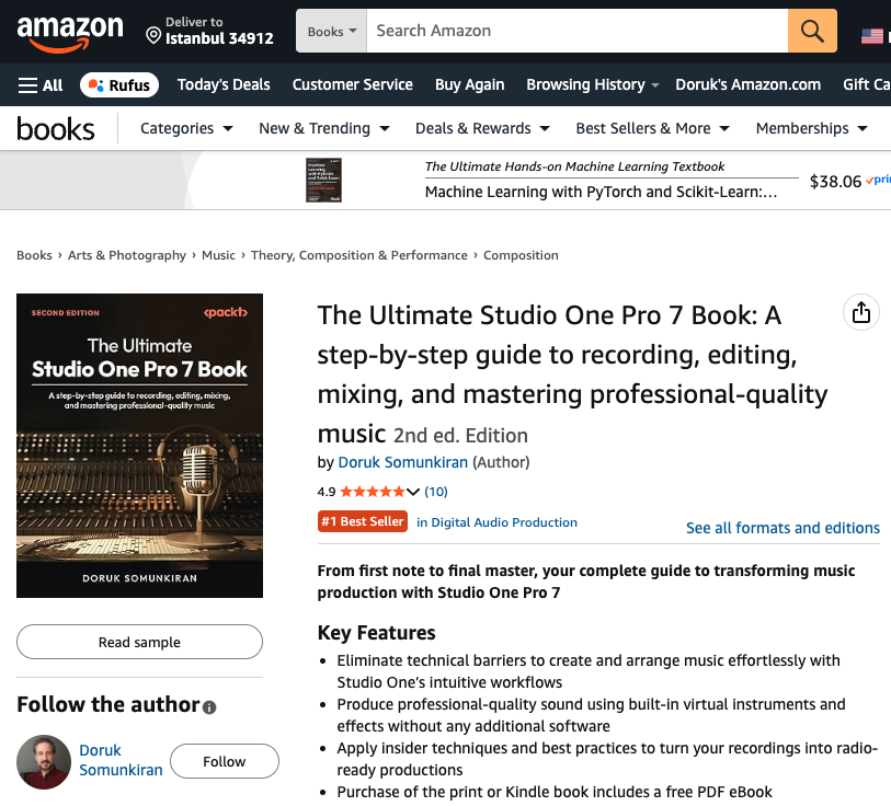 🚀 The Ultimate Studio One Pro Book is back at #1 on Amazon’s Digital Audio Production list.

I’m deeply grateful to everyone who has read, supported, and shared it—it means the world to see the book continue to help so many music creators on their journey. 🙏

If you haven’t