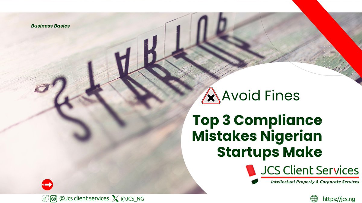 JCS_NG's tweet photo. “We didn’t know” won’t save your business from fines. Stop Losing Money to Avoidable Mistakes 🚨

Here are the top 3 compliance mistakes Nigerian startups make, and how to fix them fast.

#StartupTips #AvoidFines #businessbasics #taxfiling #jcsclientservices #DataProtection https://t.co/ZX3Ztof9Cn