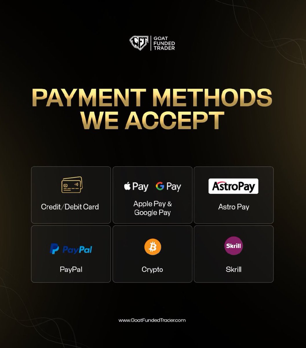 You’all  <a href="/GoatFunded/">Goat Funded Trader</a> we accept every payment made from the below payment gateway!