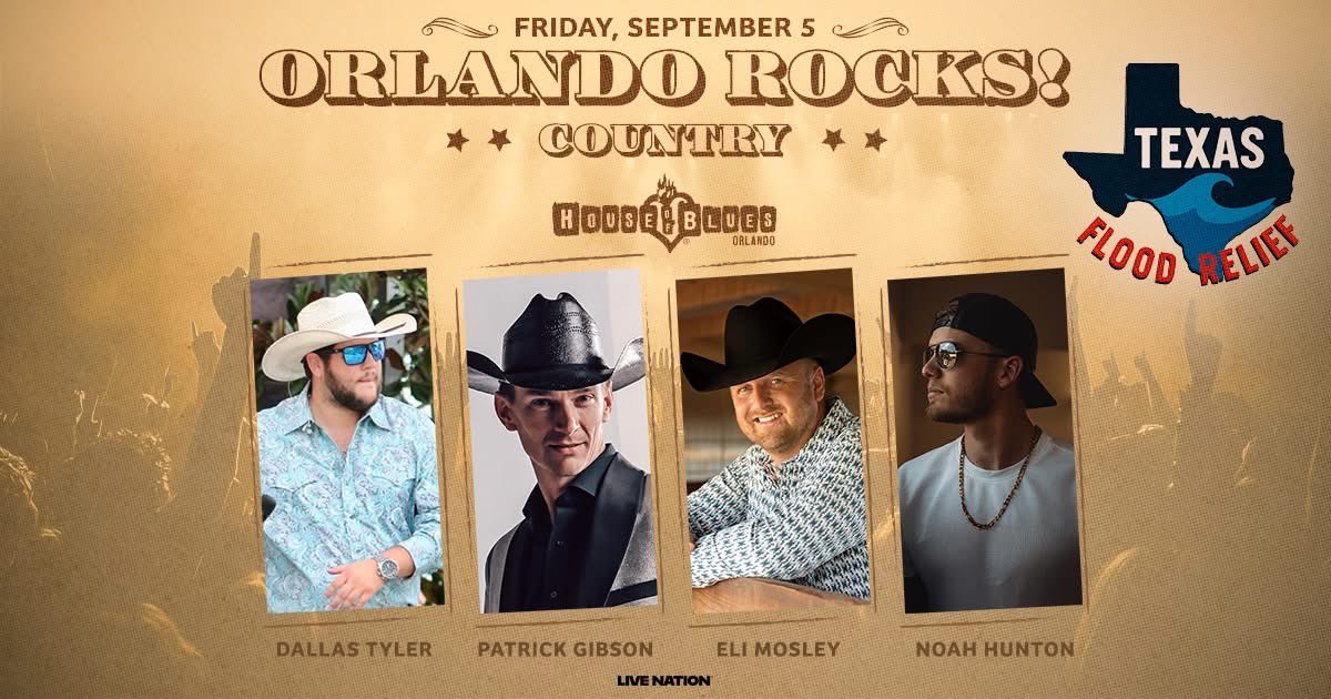 #TexasFloodRelief #HouseOfBluesOrlando #FloridaArtists #CharityConcert #SupportTheCause #TexasStrong #OrlandoEvents #FloodRelief #MusicWithPurpose #LiveMusic  pgcountry.com