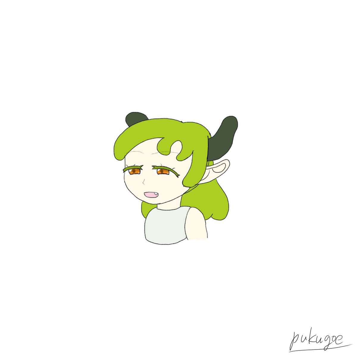 「本日の30分集中描き 目を細めて笑う」|プクゴエのイラスト