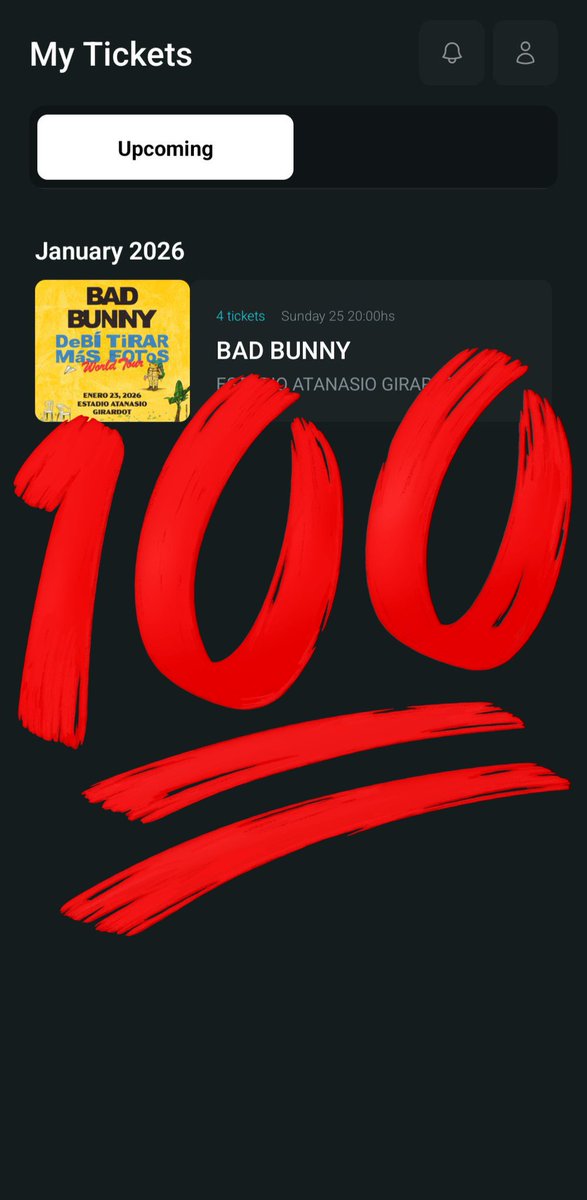 Vendo boletas para Bad bunny en Medellín 
Sábado 24 (3) oriental baja sector 6 $500.000 
Domingo 25 (4) sur alta $300.000 
#vendoboletas #vendoboleta #boletasbadbunny #badbunny