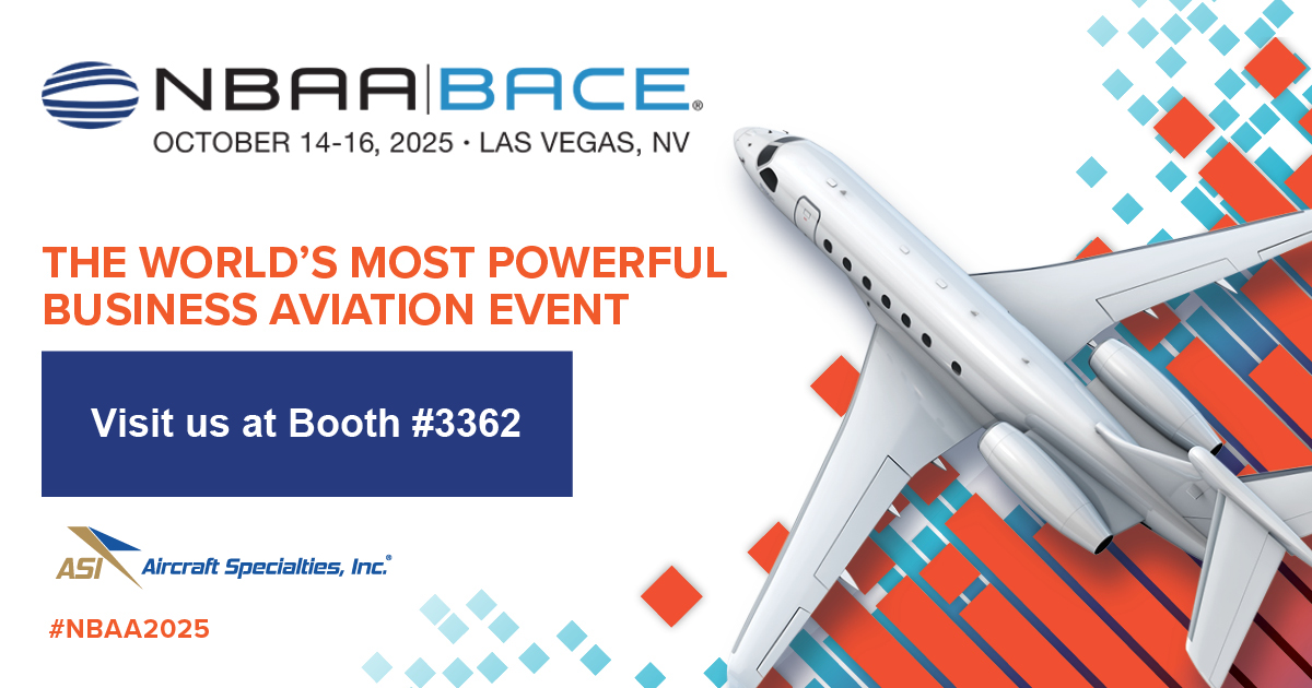 ASI_Brake's tweet image. We’re heading to #NBAA BACE 2025!

Visit ASI at Booth #3362 to learn more about our maintenance solutions and the new products and capabilities we have in store for you this year!
✈️ #BizAv