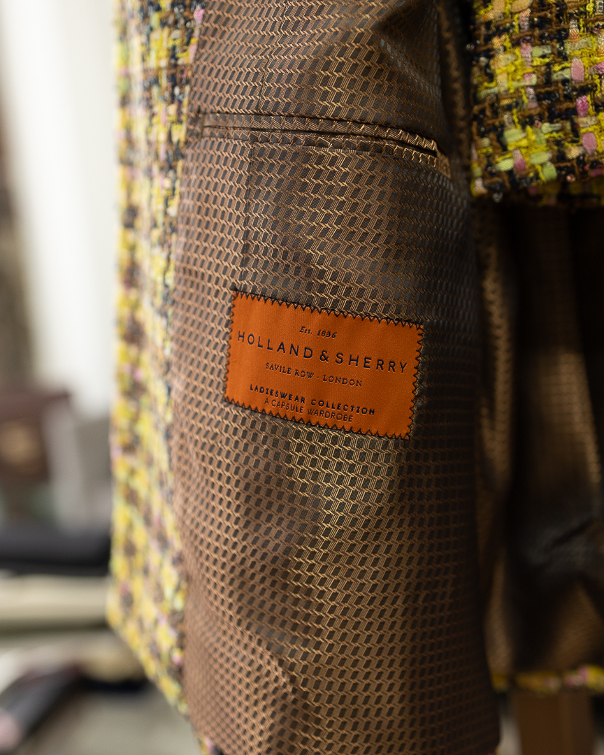 Inspired by couture, made for the woman of now.
This bespoke Holland &amp; Sherry jacket features handwoven silk ribbon and timeless tailoring.
#BespokeForHer #LuxuryFashion