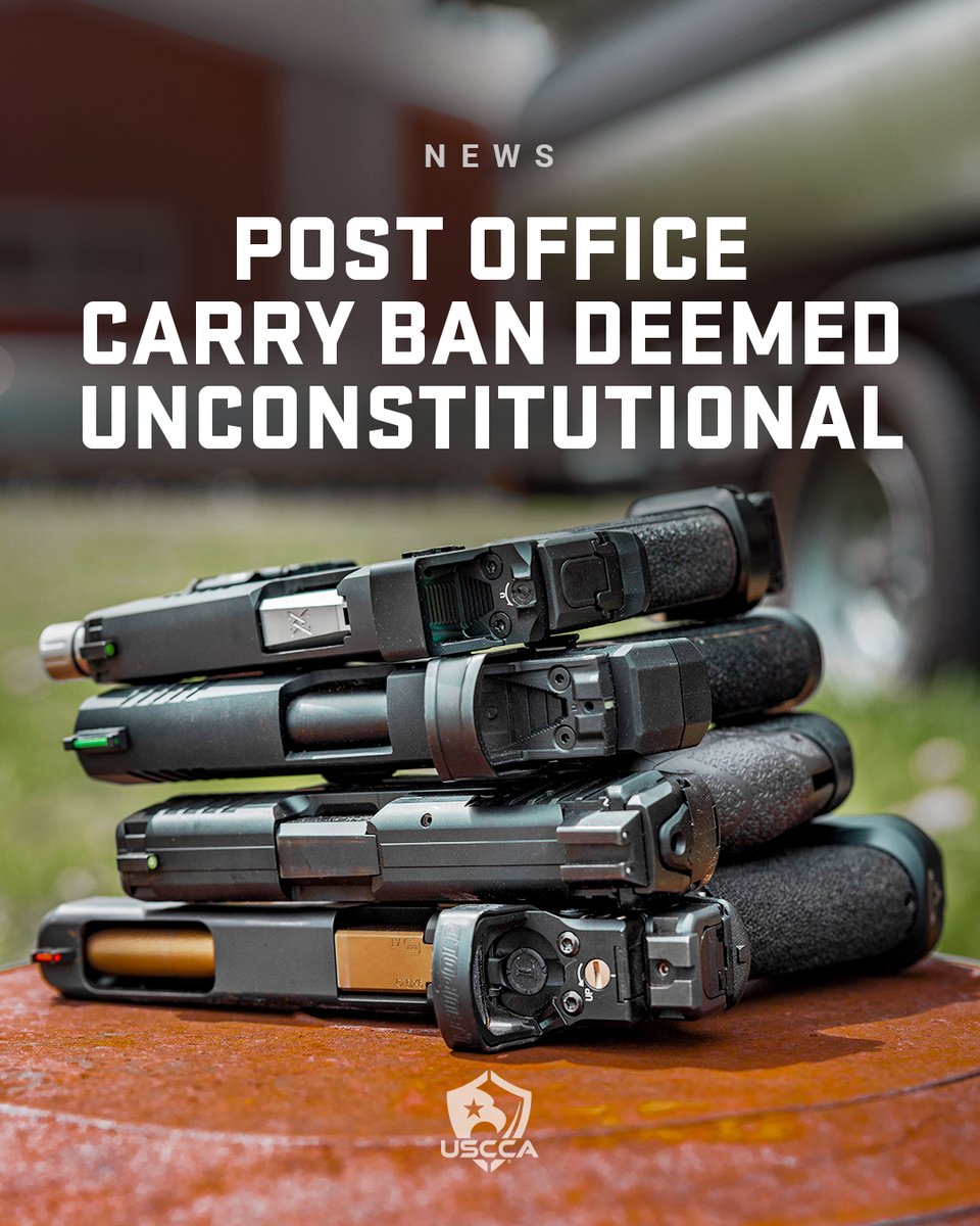 🚨 Breaking News 🚨
Post Office Carry Ban Deemed Unconstitutional!

A Florida federal judge ruled the ban on carrying firearms in post offices unconstitutional under the Second Amendment!

The DOJ dropped its appeal, but the ruling currently applies only to the defendant, not the