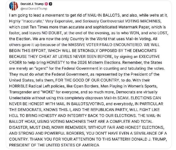 ELIMINATE MASSIVE VOTER FRAUD‼️
•VALID VOTER ID
•ONE DAY
•ONE VOTE 
•ON PAPER
•IN PERSON 
•NO MACHINES