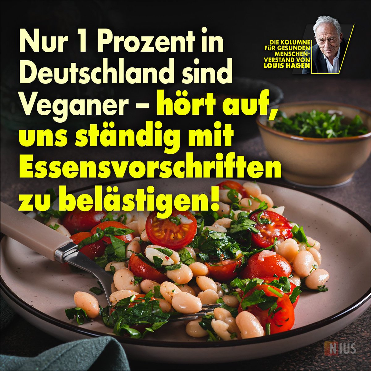 Jetzt ist es sozusagen amtlich: Nur 1 Prozent der Menschen in Deutschland sind echte Veganer, knapp 4 Prozent ernähren sich vegetarisch. nius.de/kommentar/news…