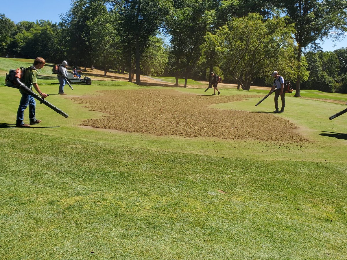 We had some stress on these old Poa greens. I talked to my superiors about moving aeration up 6 weeks and adjusting the golf schedule and they agreed and trusted us! Crew killed it!