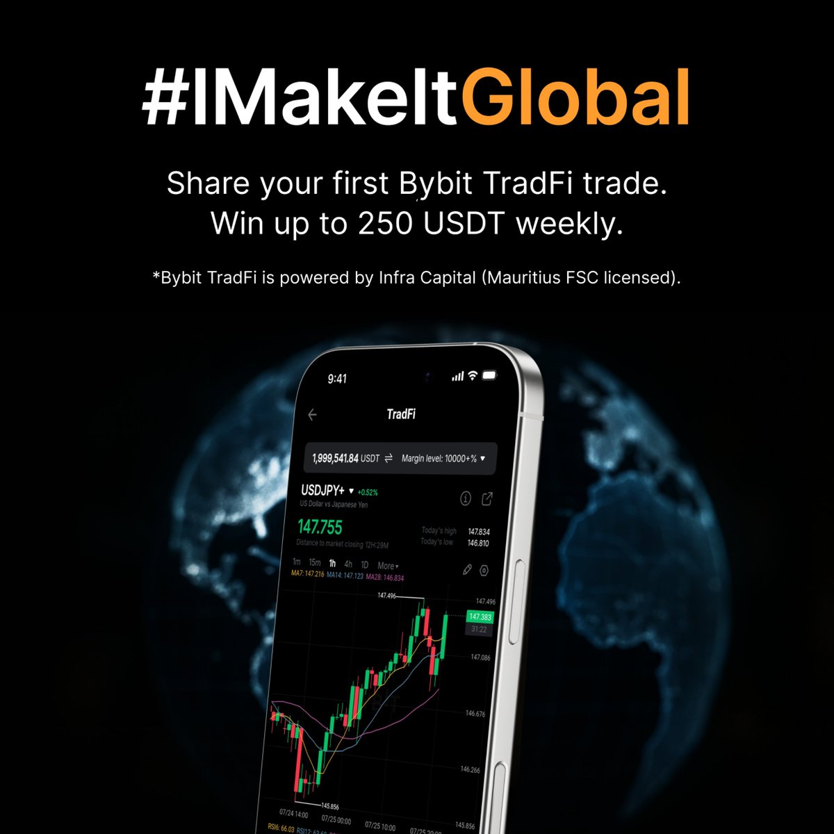 🚨#IMakeIt Global Week 4 - Final Round! Make your first #BybitTradfi trade,  post a screenshot with #IMakeItGlobal, and tag @BybitOfficial to win up to  250 USDT. ✓ First-time TradFi traders only ✓ Ends August 25!