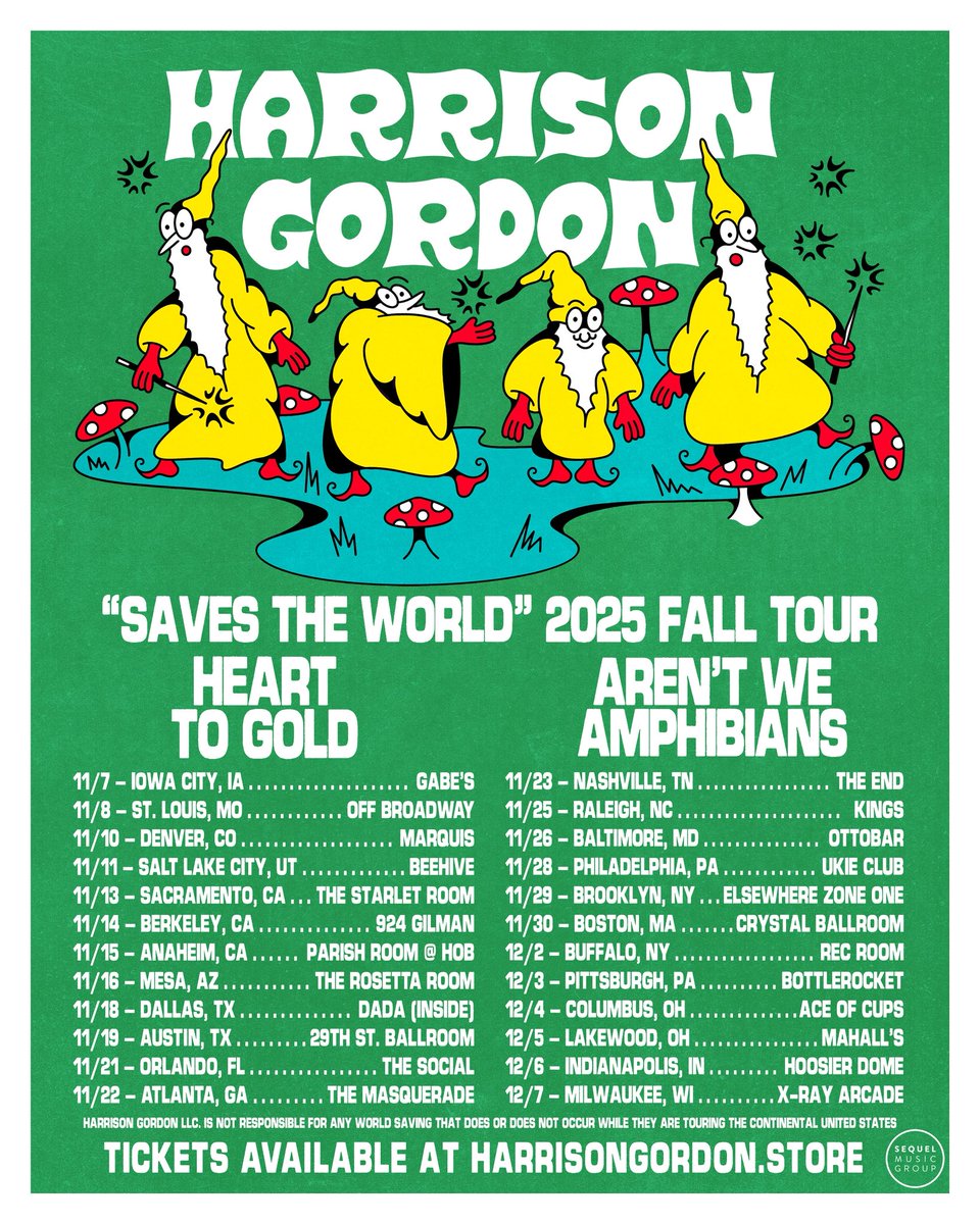 we are very excited to announce this united states live music extravaganza with <a href="/harrisongordo13/">harrison gordon is a band</a> and <a href="/Heart2Gold/">Heart to Gold</a>. presale goes up on friday. rock and roll