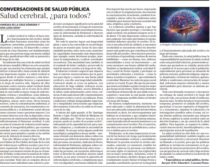 La salud pública tiene la responsabilidad de posicionar la salud cerebral como una prioridad colectiva, garantizando su cuidado, protección y equidad en el acceso para toda la población. 

Comparto este texto de Vanessa De la Cruz y Ana Luisa Sosa

lajornadamorelos.mx/opinion/conver…