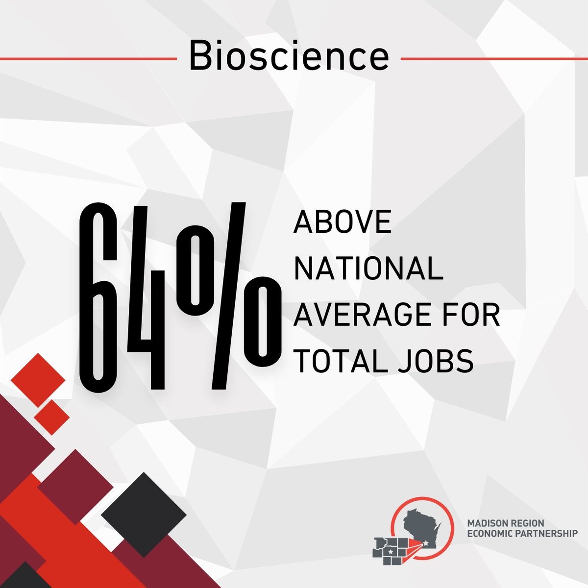 Where science meets opportunity — 64% more bioscience jobs than the U.S. average! 🚀 #MadREP #Bioscience #Innovation  #MadisonRegion #BioscienceJobs #ScienceInnovation #HealthcareFuture #LifeSciences #STEMCareers
