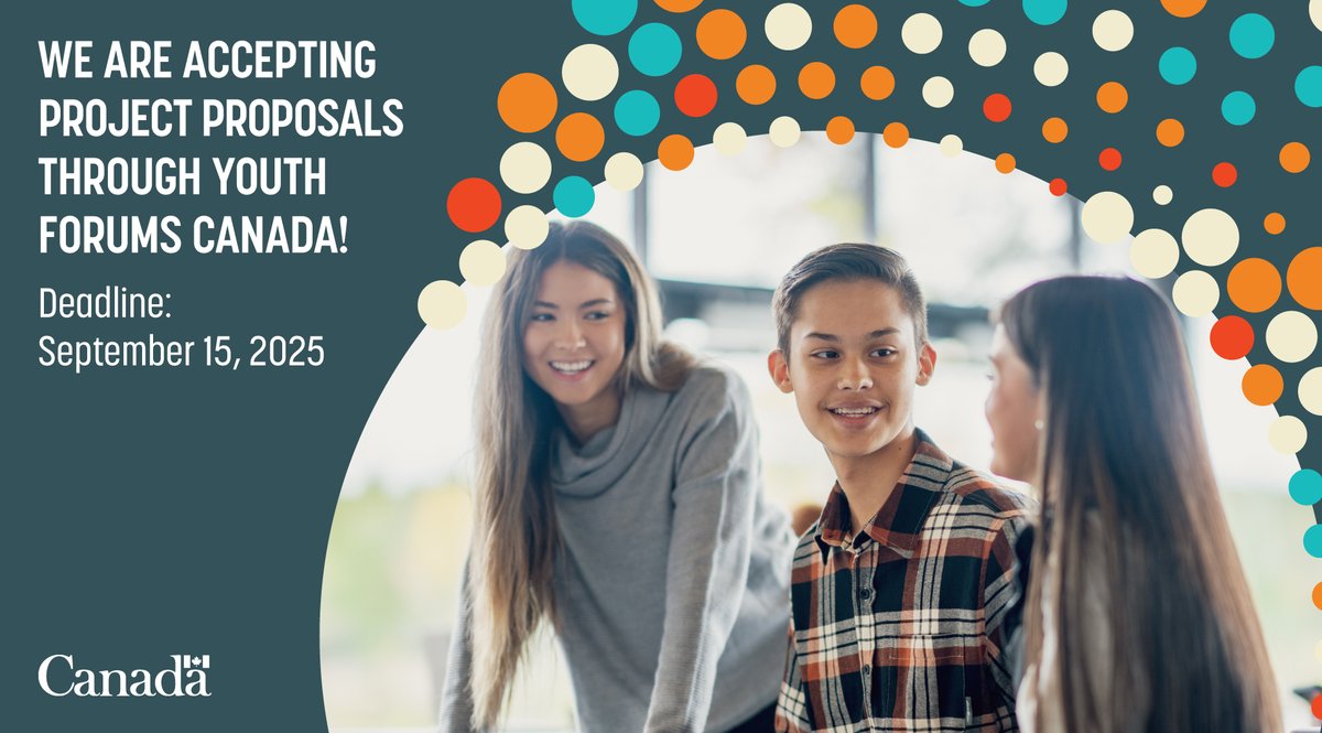 Is your organization bringing youth together through workshops or conferences that foster understanding of Canada’s diversity and build connections across the country?

Apply for funding through Youth Forums Canada: ow.ly/j7Tt50WHs7P