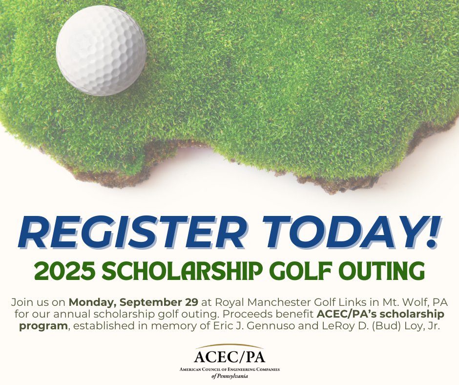 ACEC_PA's tweet image. ⛳ The 2025 ACEC/PA Scholarship Golf Outing is coming up Monday, Sept. 29 at Royal Manchester Golf Links. 

Register today: ow.ly/OHf050WHz5M

#ACECPA #GolfOuting #MemberEvent #Scholarship #InvestInYourAssociation