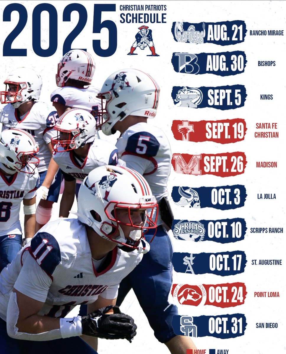 Offical 2025 Christian Patriots schedule. 🔴🔵