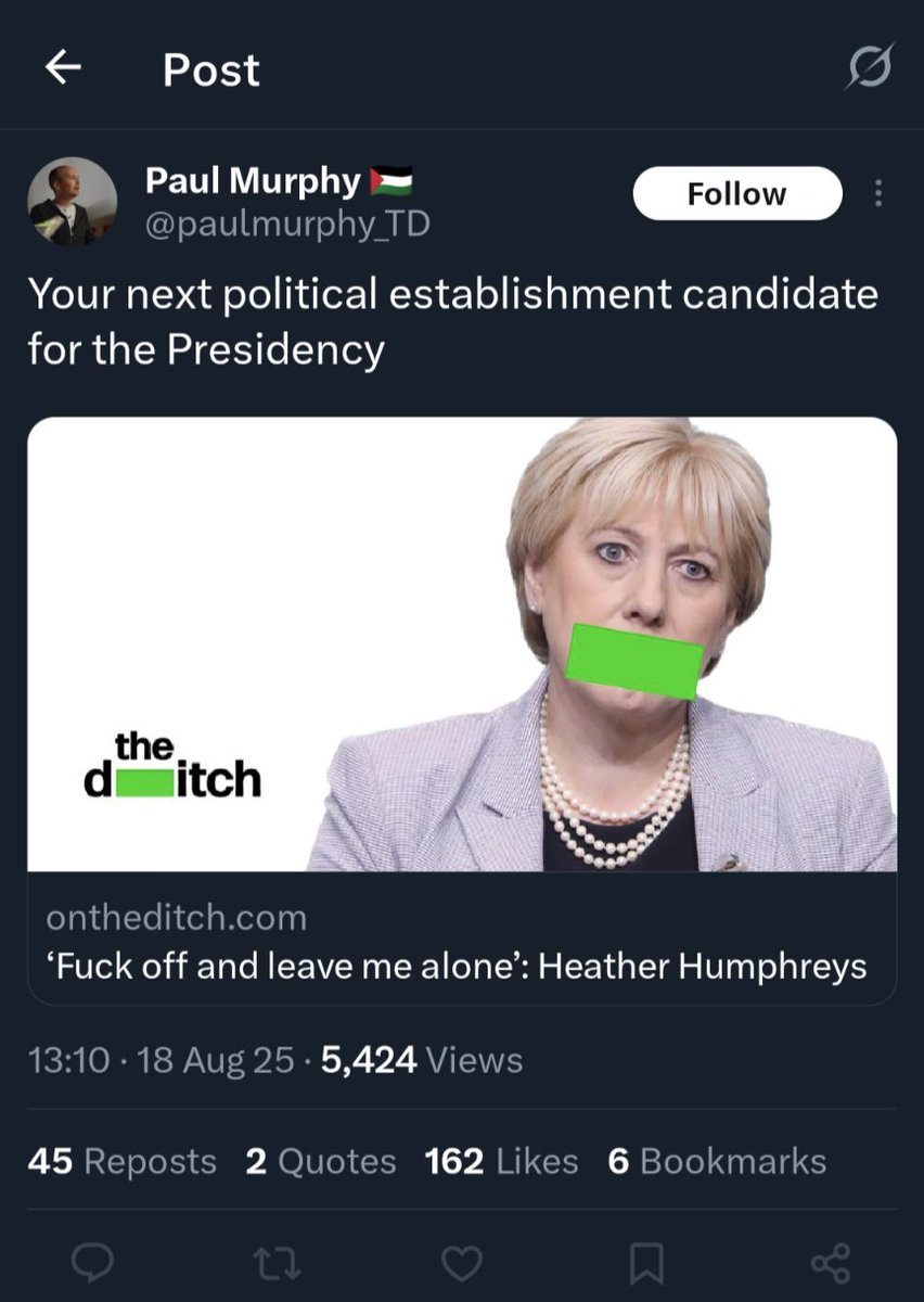 newpeteV1's tweet photo. Paul Murphy's strategy is to remind everyone that Heather Humphreys is an absolute legend. #Aras2025 https://t.co/RB5MGKOPof