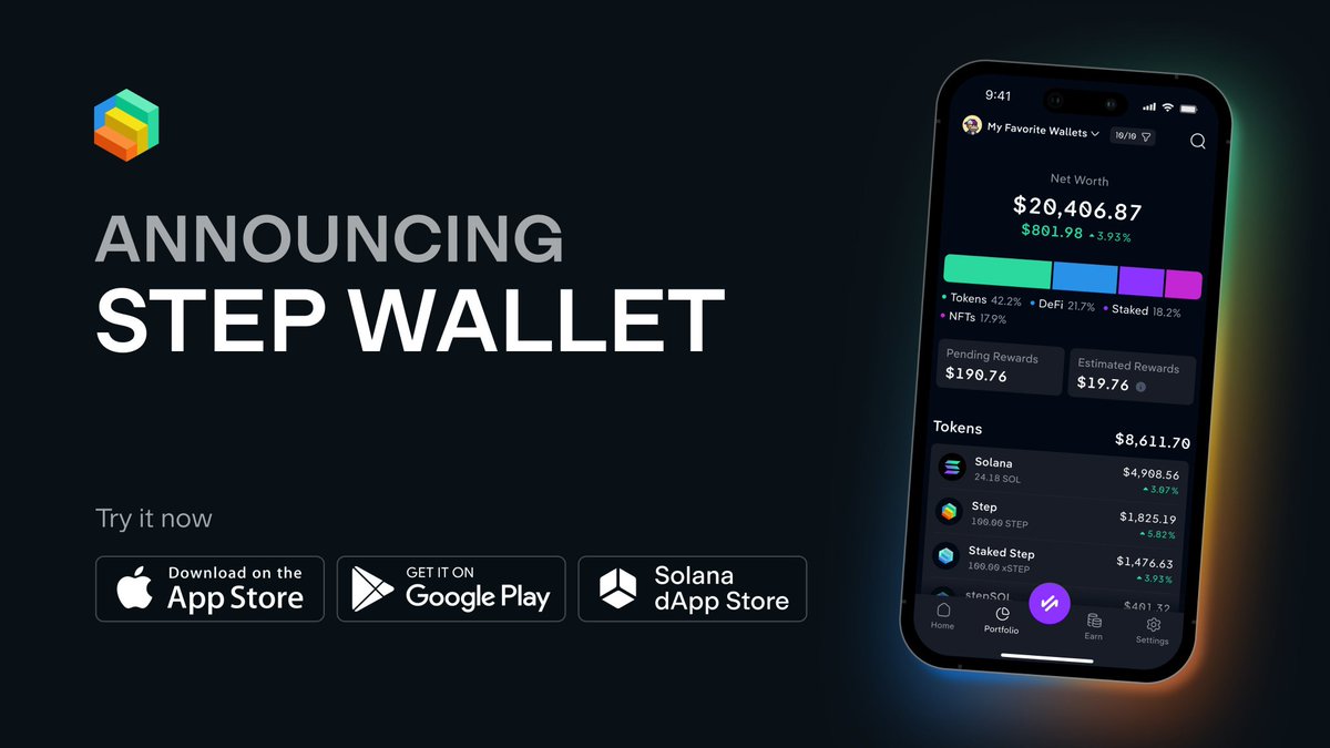 Announcing Step Wallet on Solana with app store download buttons