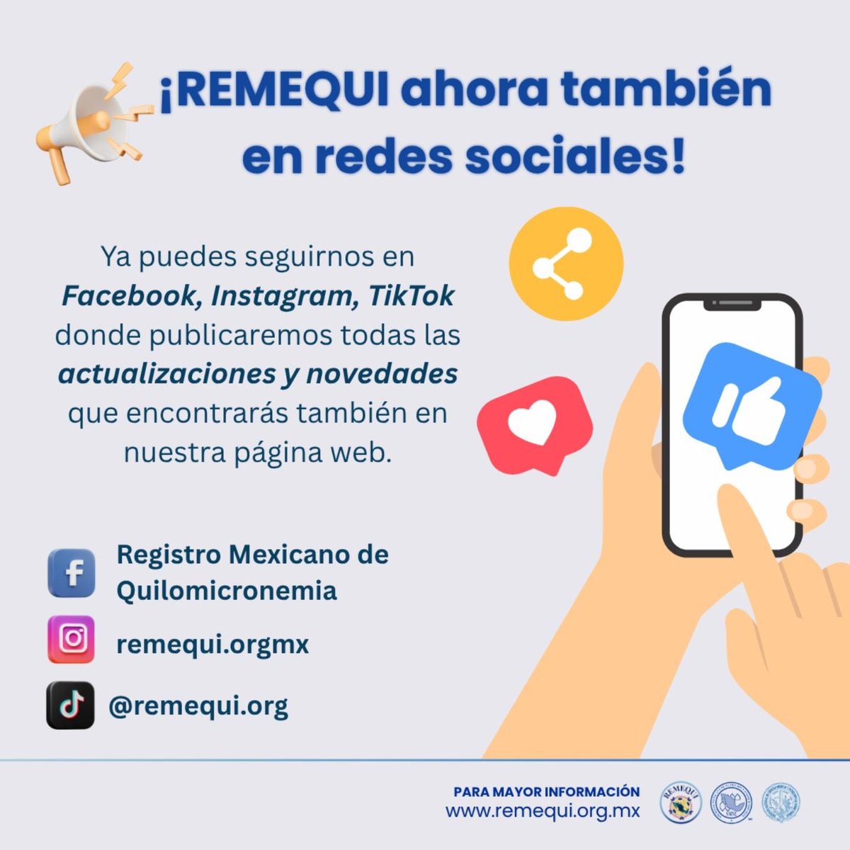 Unidad de Investigación de Enf. Metabólicas (@uiem2017) on Twitter photo 📢 ¡El Registro Mexicano de Quilomicronemia ahora está en redes sociales! 📢
📌 Síguenos en:
📘 Facebook: Registro Mexicano de Quilomicronemia
📷 Instagram: <a href="/remequi/">regina melendres</a>.orgmx
🎵 TikTok: <a href="/remequi/">regina melendres</a>.org
🔗 Más información en remequi.org.mx
#REMEQUI #Quilomicronemia #Salud 📢 ¡El Registro Mexicano de Quilomicronemia ahora está en redes sociales! 📢
📌 Síguenos en:
📘 Facebook: Registro Mexicano de Quilomicronemia
📷 Instagram: <a href="/remequi/">regina melendres</a>.orgmx
🎵 TikTok: <a href="/remequi/">regina melendres</a>.org
🔗 Más información en remequi.org.mx
#REMEQUI #Quilomicronemia #Salud