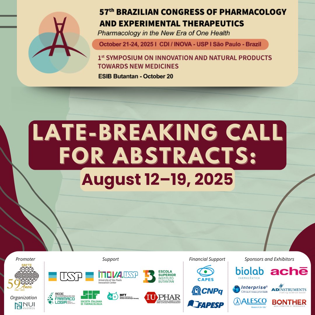 ATENÇÃO!! 🚨🚨

Congresso 2025: Período de Late Abstract aberto até 19 de agosto  

⏩ Saiba mais aqui: sbfte.org.br/congresso-2025…