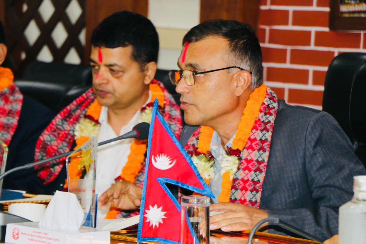 The <a href="/MoLESS_Nepal/">श्रम, रोजगार तथा सामाजिक सुरक्षा मन्त्रालय</a> respectfully bids farewell to JS Mr. Pradip Kr. Koirala (<a href="/OOP_Nepal/">President of Nepal</a>) &amp; JS Mr. Jiblal Bhusal (<a href="/NEPALNPC/">National Planning Commission</a>), who served with distinction in MoLESS and delivered transformative contributions. We wish them continued success in their new roles. We also warmly welcome