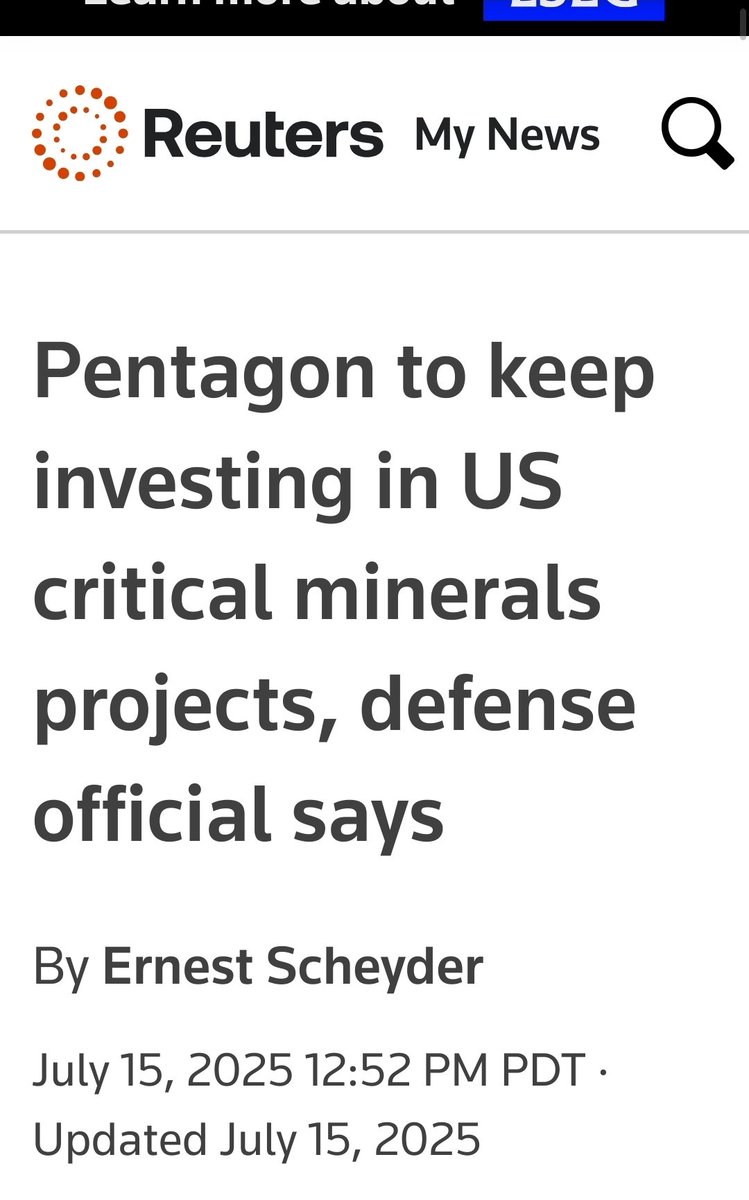 ComstockRoyalty's tweet photo. @flyfish65043242 The biggest budget in the world at the Pentagon along with Microsoft and Apple all want #RareEarths &amp; #CriticalMinerals too.

https://t.co/bc3GIrTsX9

https://t.co/NMARx6nrqj https://t.co/zVRRFOTNse