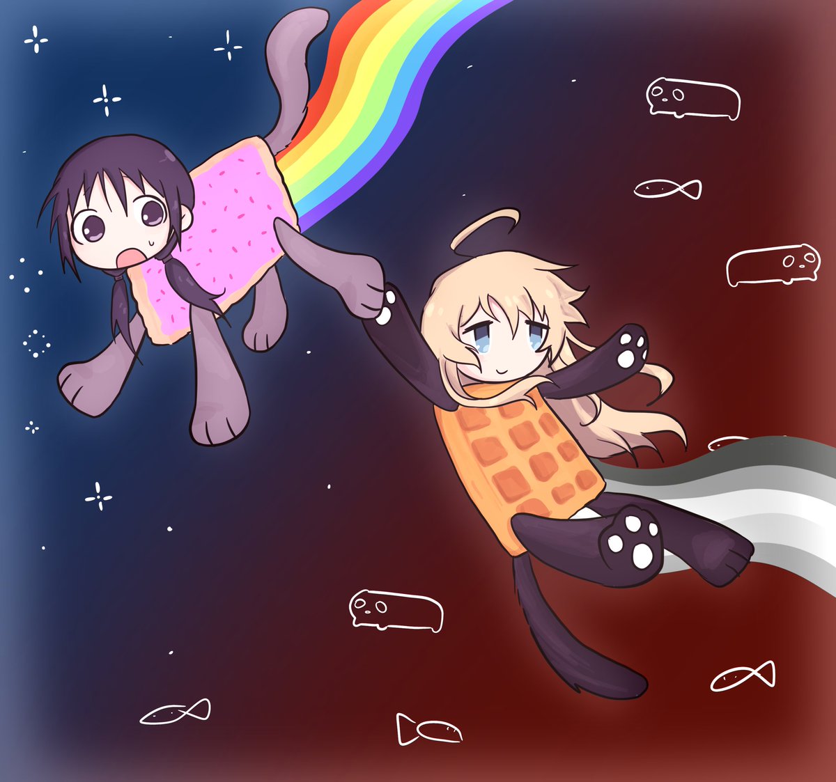 Drawing of the day #glt #GirlsLastTour #anime #nyancat #art