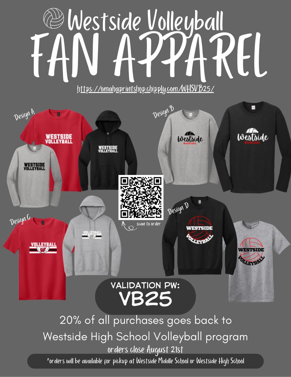 WestsideVB66's tweet image. Show your #WestsidePride with our exclusive volleyball fan apparel! 20% of every purchase supports our team. Orders close August 21st. Don’t miss out!