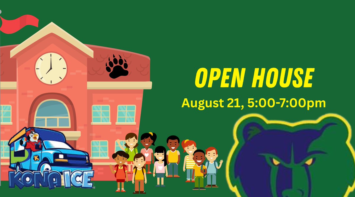 #GHMSOpenHouse | Grizzly families: our 2025-26 Open House is this Thursday, 8/21, fro 5:00-7:00pm! Don't forget that Kona Ice will be here, so bring your money for some sweet treats! #WeAreGravelly #GrizzlyNation