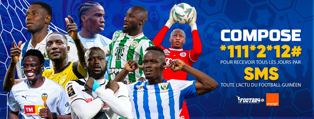 🏆 Les championnats reprennent !

✉️ Recevez en direct les infos des joueurs guinéens par 𝗦𝗠𝗦.

📲 Composez *𝟭𝟭𝟭*𝟮*𝟭𝟮# ou allez sur sms.foot224.co pour souscrire.

✅ 𝘚𝘦𝘳𝘷𝘪𝘤𝘦 𝘥𝘪𝘴𝘱𝘰𝘯𝘪𝘣𝘭𝘦 𝘤𝘩𝘦𝘻 𝘖𝘳𝘢𝘯𝘨𝘦 𝘎𝘶𝘪𝘯𝘦́𝘦.

#FOOT224
