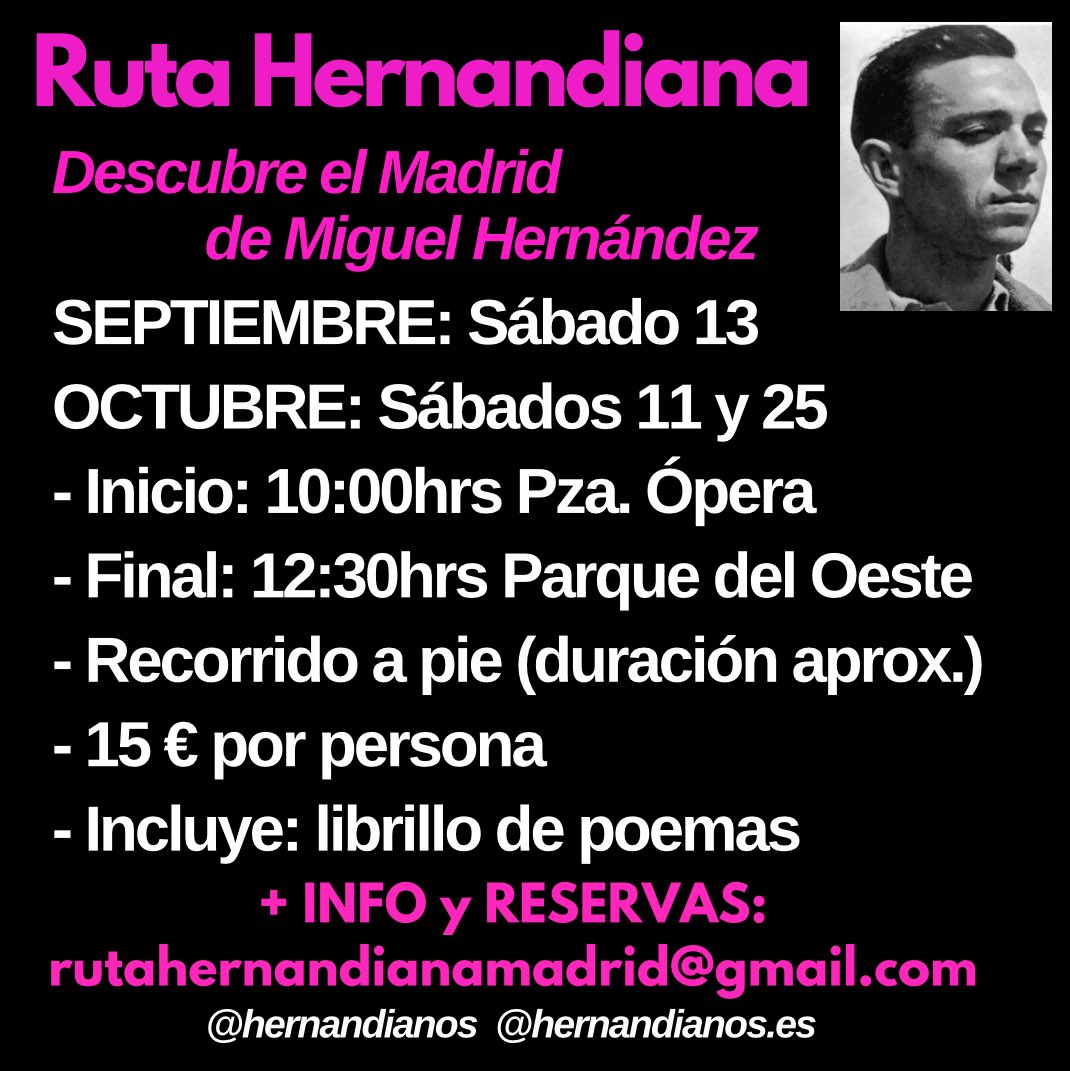 Disponibles las fechas de septiembre y octubre en Ruta Hernandiana