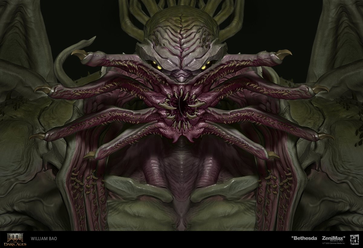 The Old One concept art I did for DOOM: The Dark Ages. As a massive Lovecraft fan this was a dream assignment, during production we talked alot about the distilled essence of each character. The Old One is essentially a bearded old wrestler who's the head of a biker gang.