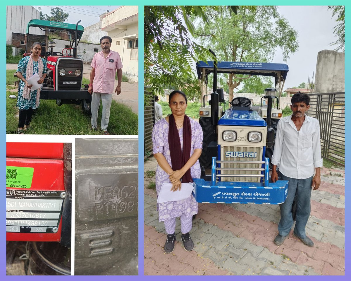 મહેસાણા તાલુકા ના ગ્રામસેવકશ્રી દ્વારા AGR-50 યોજના અંતર્ગત ટ્રેક્ટર ઘટક ની સ્થળ ચકાસણી કરવામાં આવી <a href="/AgriSDOVijapur/">AGRI SDO VIJAPUR GOG</a> <a href="/DaoMehsana/">District Agriculture Office, Mehsana</a>