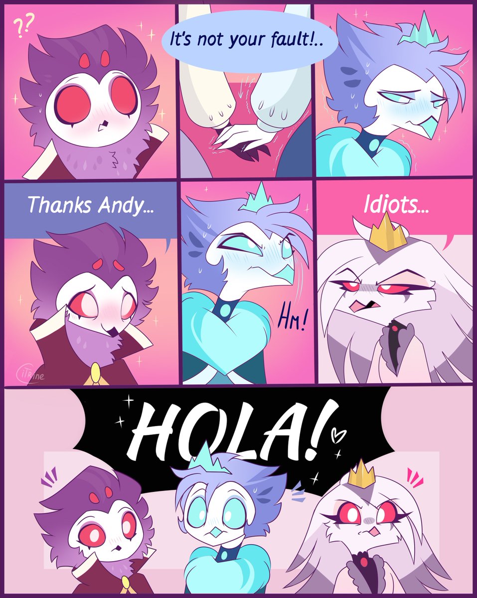 Citrine90's tweet photo. Day 1: First Meeting🌠
(1/2) It's happened!🎉👏Finally all the chicks are in the same nest and certain things happen! And you guys didn't even have to wait until 2026 to get a new part😅
#HelluvaBoss #StolagoWeek25 @stolagoweek #Stolago #Stolas #Vassago #Andrealphus #Stella https://t.co/ZSJP04ILZa