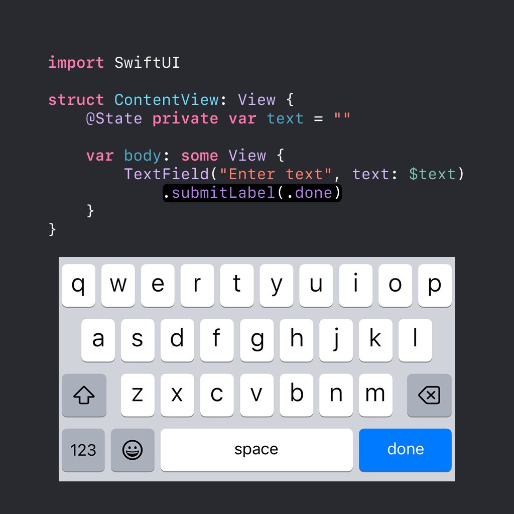 SwiftUI change keyboard return key to done