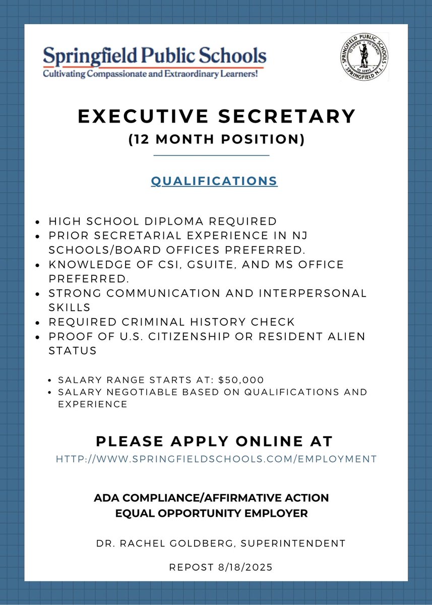 Executive Secretary 

To Apply: applitrack.com/springfield/on…