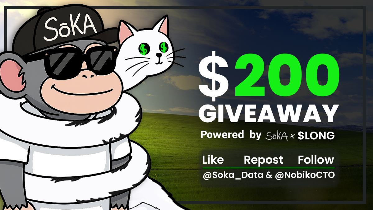 💵$200 $LONG GIVEAWAY💵 

MORE FREE MONEY FOR MY COMMUNITY

1. Tag 2 friends in the comments
2. Like + Repost 
3. Follow <a href="/Soka_Data/">Sōka_Data 📐</a>
4. Follow @nobikocto
5. Don't be a bot

⏰WINNER CHOSEN IN 72 HOURS⏰

📣BIG SHOUTOUT TO NOBIKO FOR SPONSORING THIS TO GIVE YOU ALL FREE