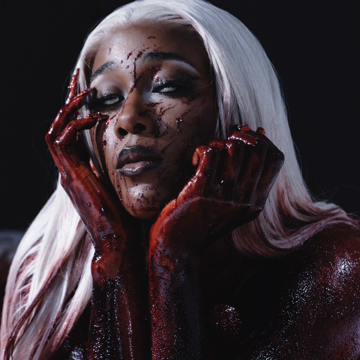 Fun fact: I did my whole base routine for this look and it lasted an 8 hour shoot after being dowsed in fake blood! 

Born this way Concealer 
NARS Matte Longwear Foundation
Fenty Beauty Setting Powder 
ELF All Night Setting Spray followed by One Size Setting Spray