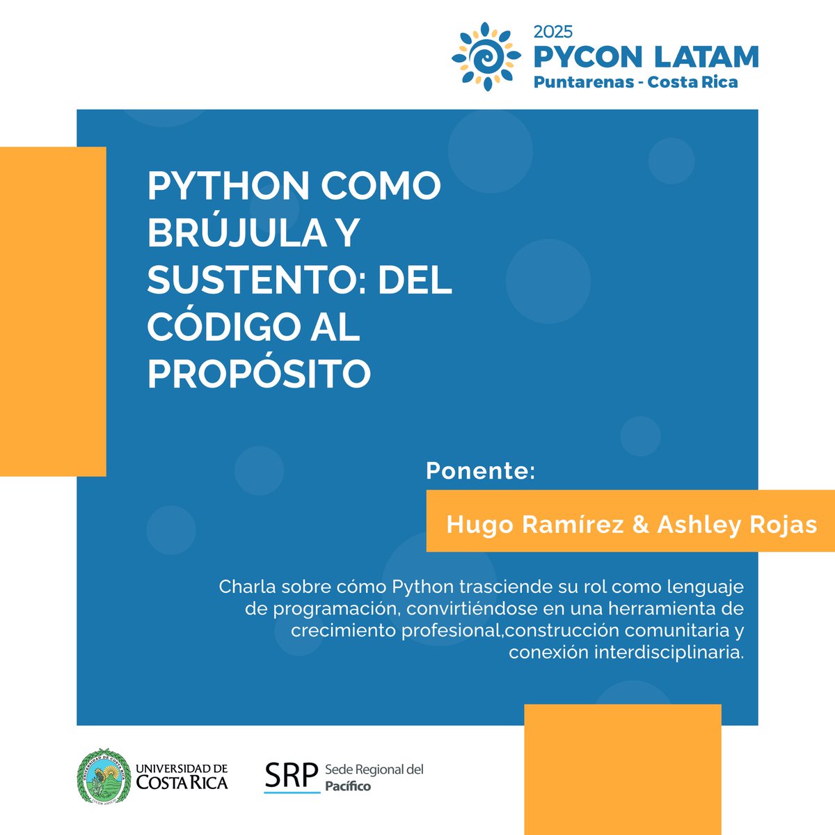🧭 Python como brújula y sustento: del código al propósito

En #PyConLatam2025, Hugo Ramírez y Ashley Rojas muestran cómo Python va más allá del código: una herramienta para crecer, construir comunidad y conectar disciplinas.

#PyConLatam #PythonLatam #ComunidadTech