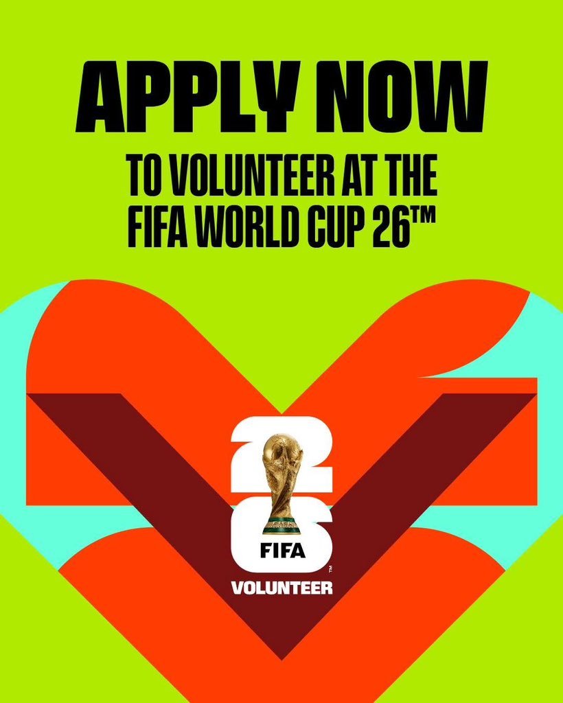 Be part of the biggest volunteer programme in FIFA history at the #FIFAWorldCup26 🙌

Find out more and how to apply: goto.fifa.com/nxRf/qitz9w91