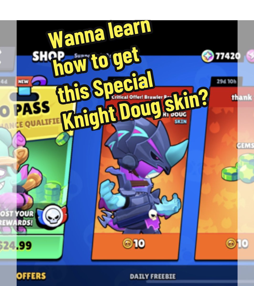 Wanna learn how to get Knight Doug skin?
想知道如何拿到道格的邪灵骑士装备吗？
tiktok.com/t/ZP8B2dCc8/

youtube.com/shorts/gv9J8WD…