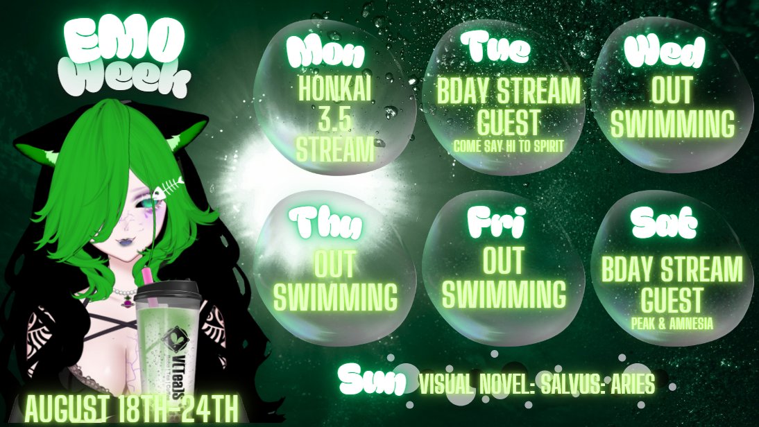New Schedule! This Jelly's going to join two wonderful and chaotic people on their Bday stream, so make sure to come give them many wishes and luck... or I'm coming after you! PSA- one of these days is subjected to change as well... not sure which yet