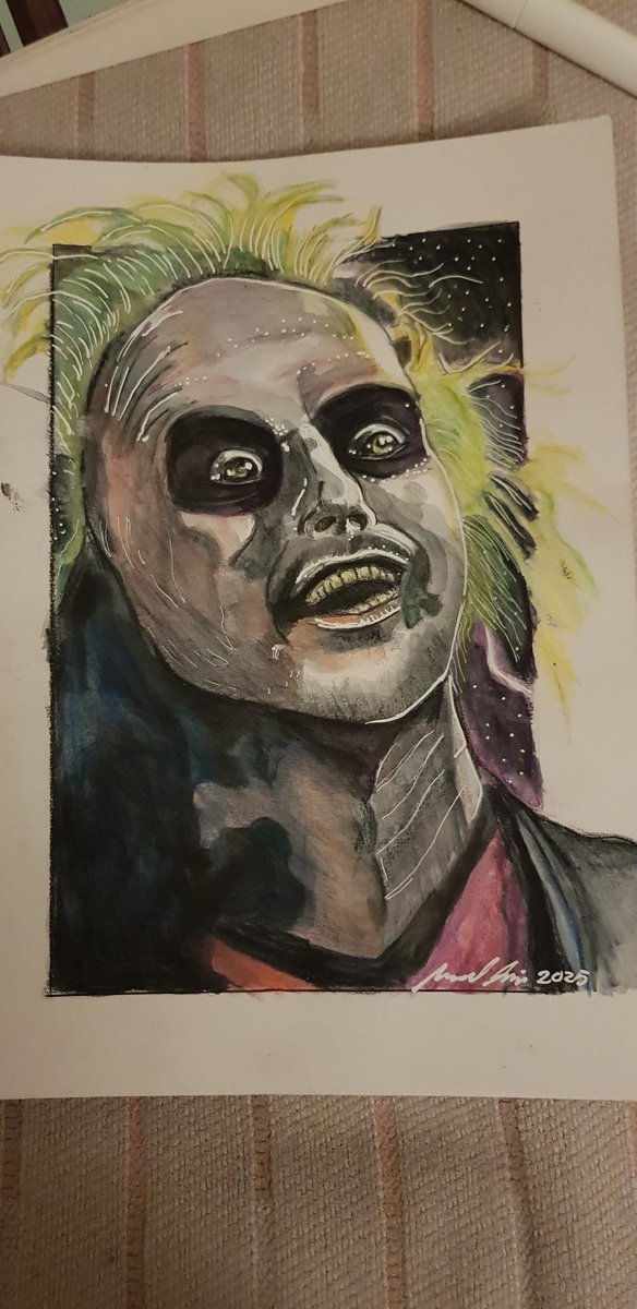 My art in watercolor  beetlejuice <a href="/Beetlejuice/">Beetlejuice</a> <a href="/MichaelKeaton/">Michael Keaton</a> #movieart #Beetlejuice #michaelkeaton