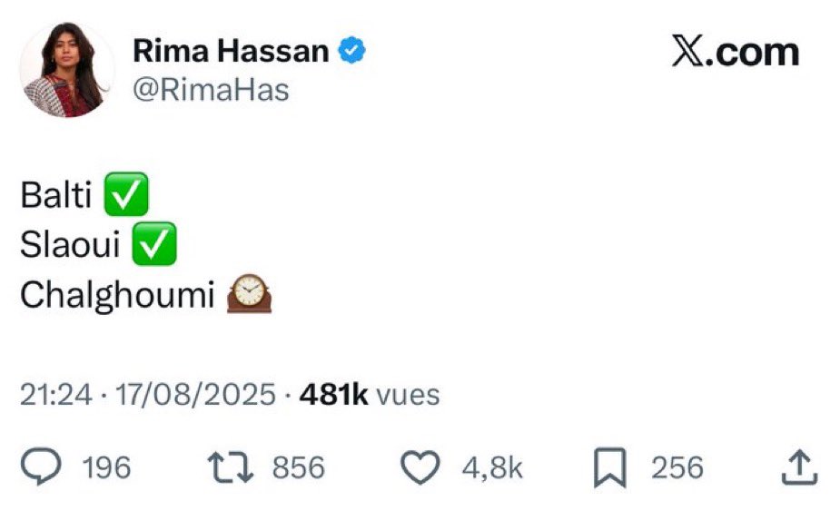 Depuis 2023, ce sont 14 plaintes contre Rima Hassan pour menaces et apologie du terrorisme. Cette factieuse vient de balancer une énième fatwa contre l’imam Chalghoumi et nos juges ont toujours piscine. Cette impunité de l’extrême-gauche est sidérante.