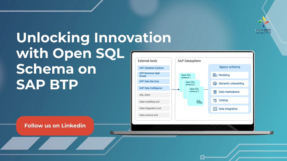Mygo_Cons's tweet image. Open SQL Schema in SAP Datasphere is transforming how organizations approach data integration and modeling. Explore how Mygo Consulting Inc. enables flexible data modeling – contact us mygoconsulting.com/contact-us
#SAPBTP #OpenSQLSchema #SAPDatasphere #DataIntegration